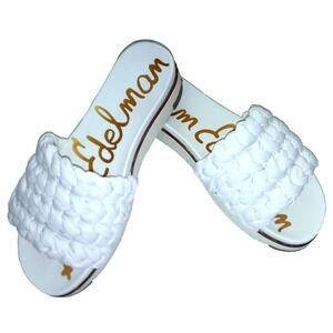 Sam Edelman US 7.5 Ainslie Slip On Sandals  White Leather Braided Pool Resort